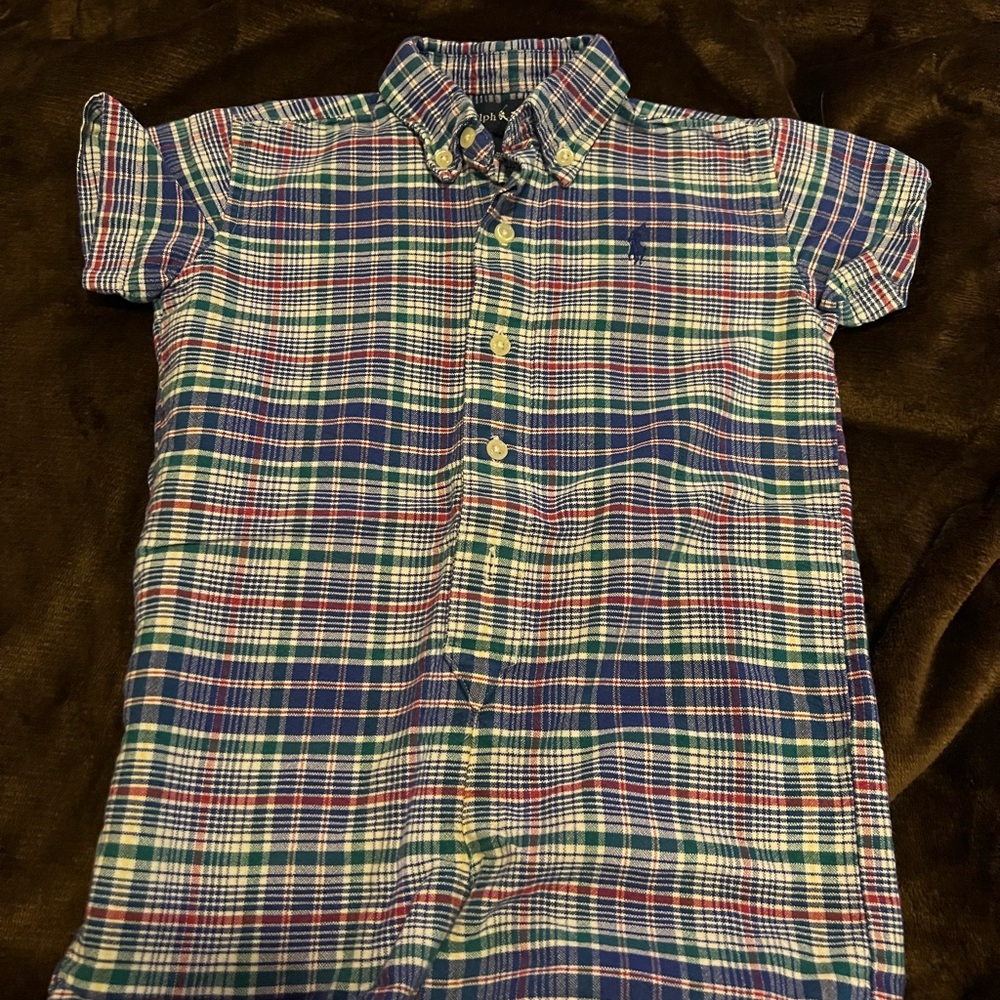 Ralph Lauren Kids Plaid One Piece - Blue, Red, Green